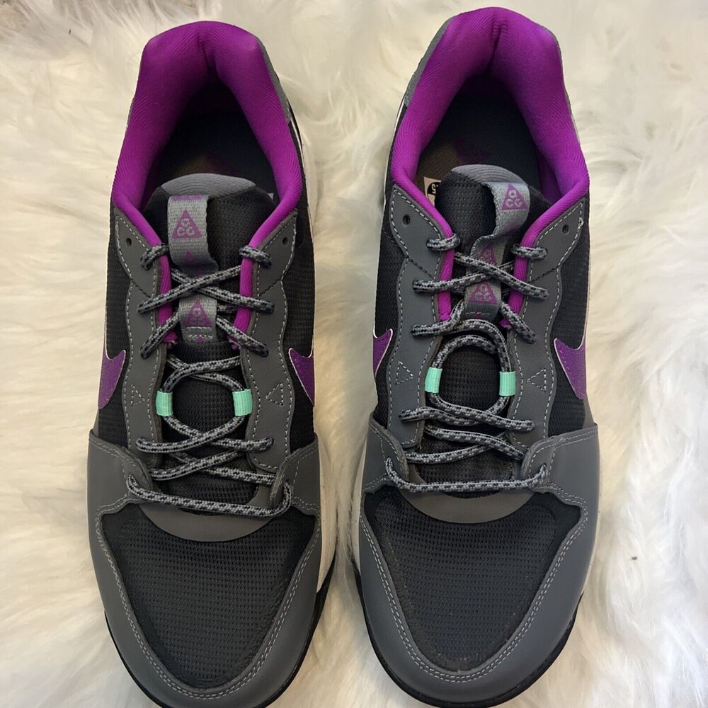 Nike Men's ACG Lowcate Trail Hiking Shoes Smoke Grey Purple Green Size 10.5 NEW - Picture 1 of 16